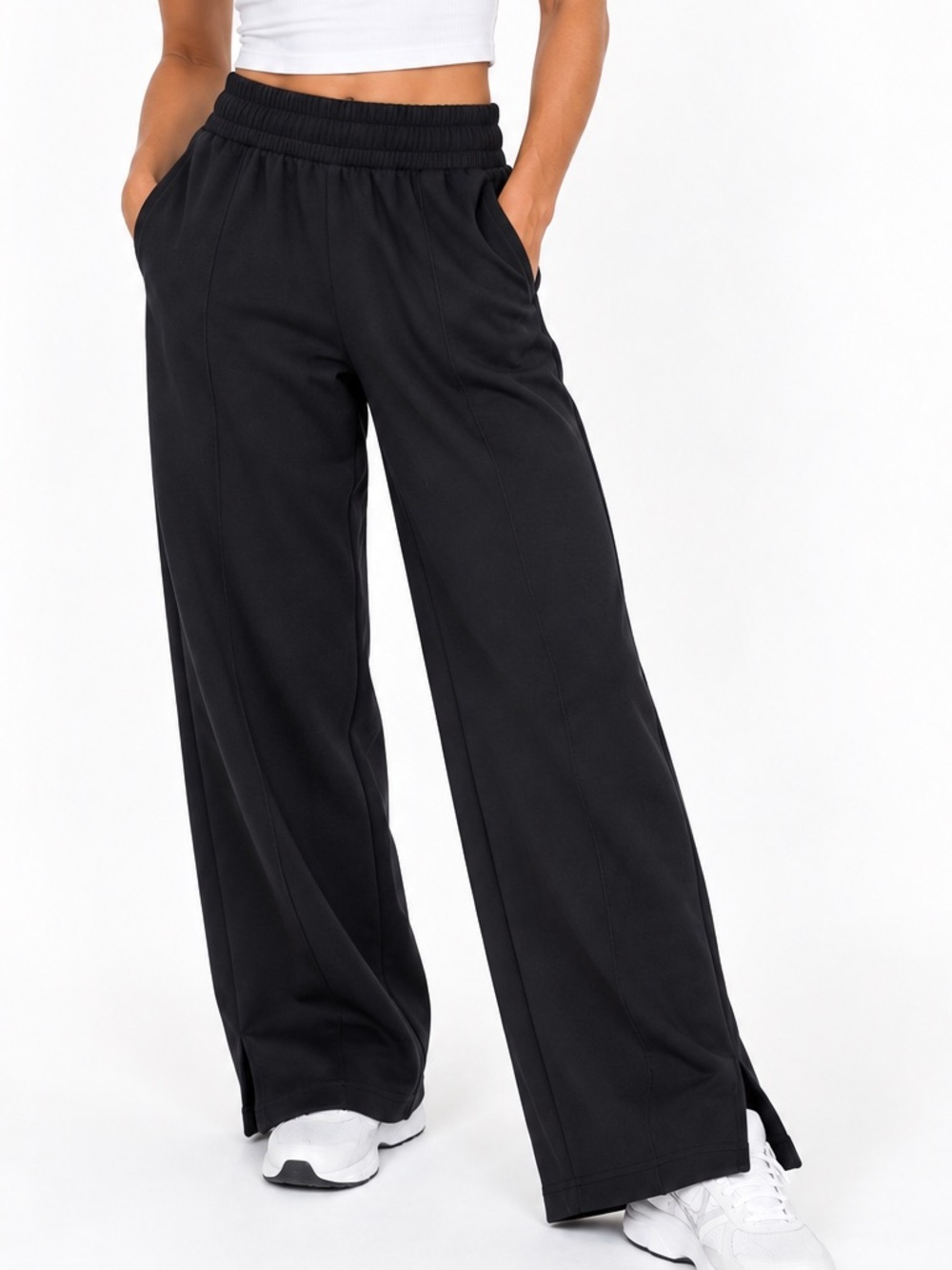 Old Navy Active Dynamic Fleece High Rise Wide Leg Pants Black L